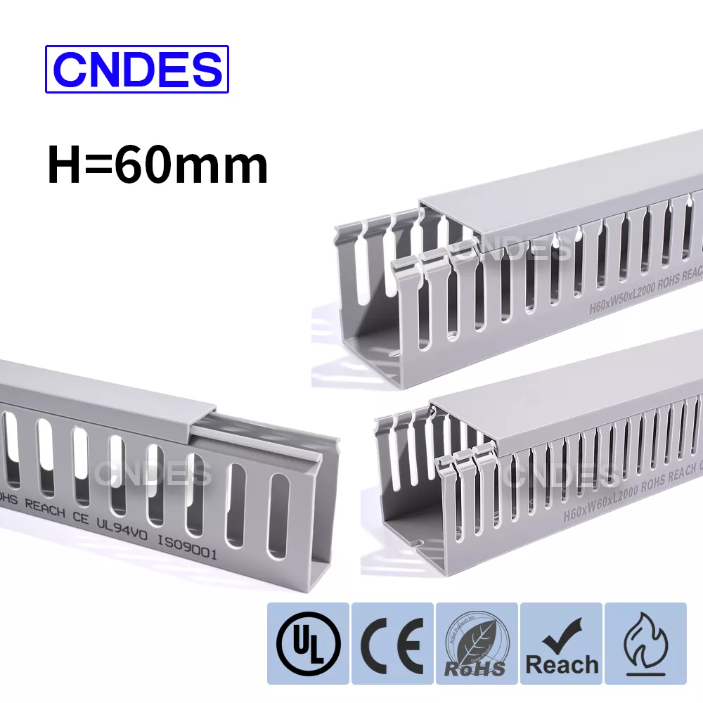 60mm Taas Gray Slotted PVC Wiring Duct